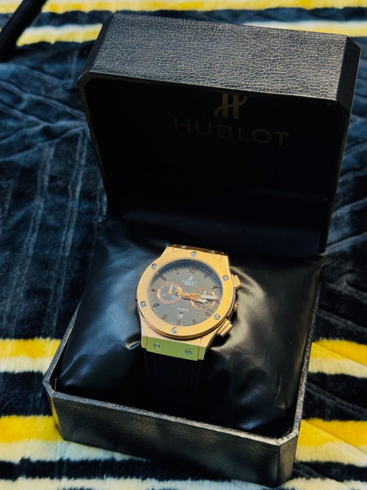 HUBLOT COW LEATHER STRAPS CHRONOGRAPHY WATCH FOR MEN