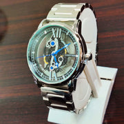 The Skeleton Round Dial Stainless Steel Watch